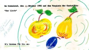 30 Jahre Obstbauverein – Plakat des ersten Obstmarktes in Tiefengruben 1992